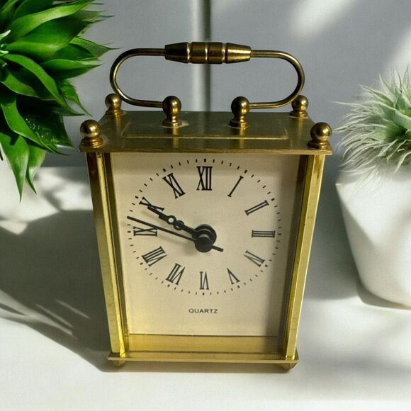 Collectible Quartz Bedside Table (1)Battery Operated Gold Tone Freestanding 4.5” - Picture 1 of 7